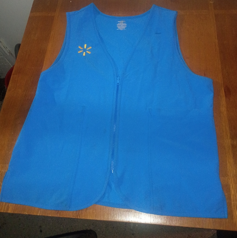 Walmart Proud Associate Vest S Small Turquoise Blue Yellow Spark Employee Logo ⚡